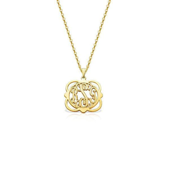 925 Sterling Silver Initial Monogram Necklace - onlyone