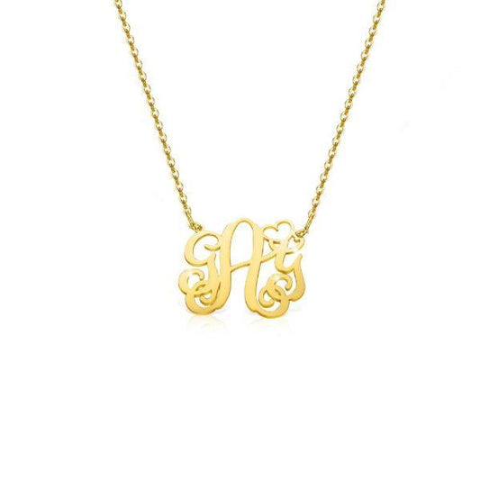 925 Sterling Silver Initial Monogram Necklace - onlyone