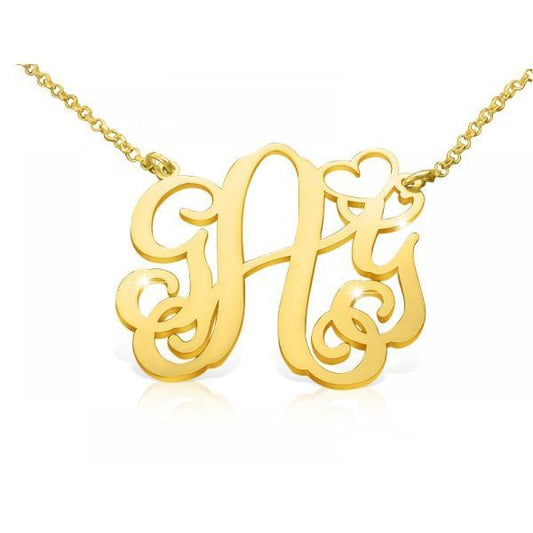 925 Sterling Silver Initial Monogram Necklace - onlyone