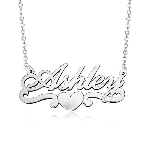 925 Sterling Silver Custom Ashley Name Necklace Nameplate Necklace - onlyone