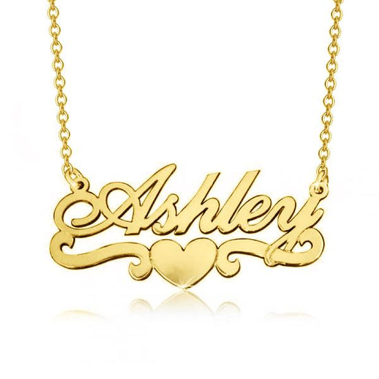 14K Gold Personalized Name Necklace With Heart Adjustable 16" - 20" - onlyone