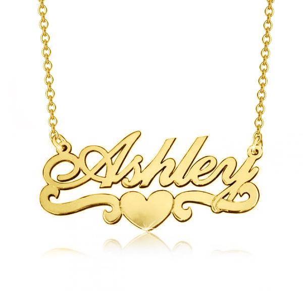 14K Gold Personalized Name Necklace With Heart Adjustable 16" - 20" - onlyone