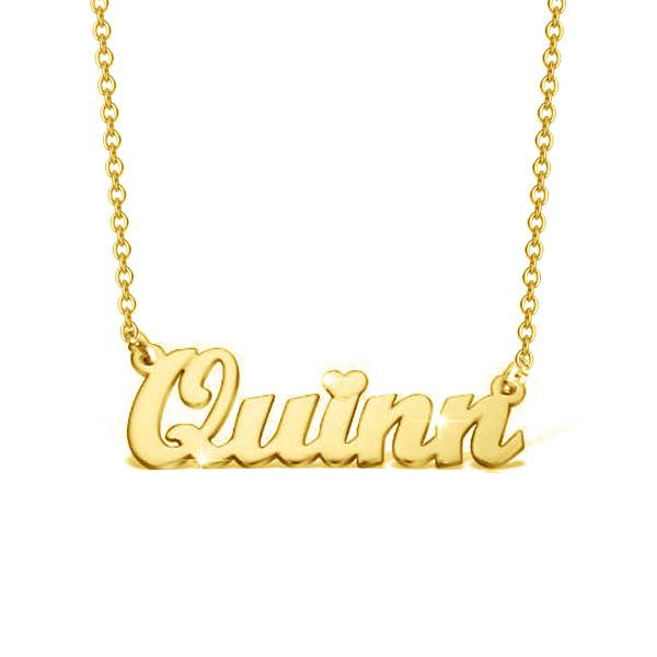 14K Gold Personalized Name Necklace With A Heart Adjustable 16" - 20" - onlyone