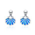 925 Sterling Silver Blue Opal Shell Earrings - onlyone