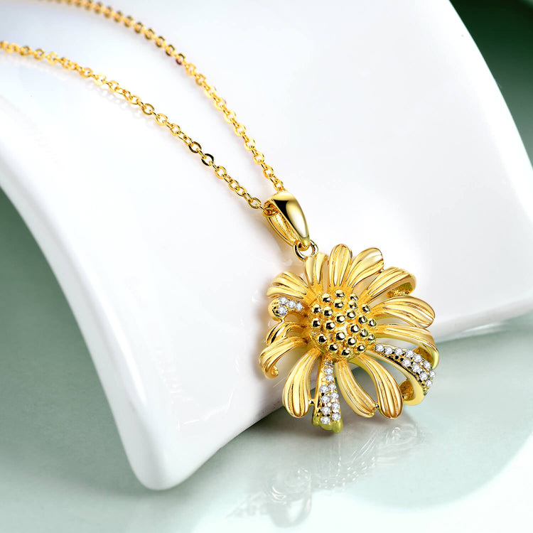 925 Sterling Silver Sunflower Necklace - onlyone