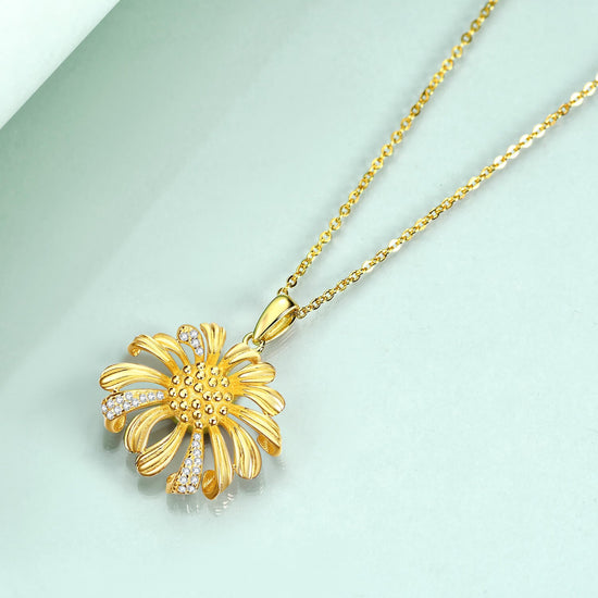 925 Sterling Silver Sunflower Necklace - onlyone