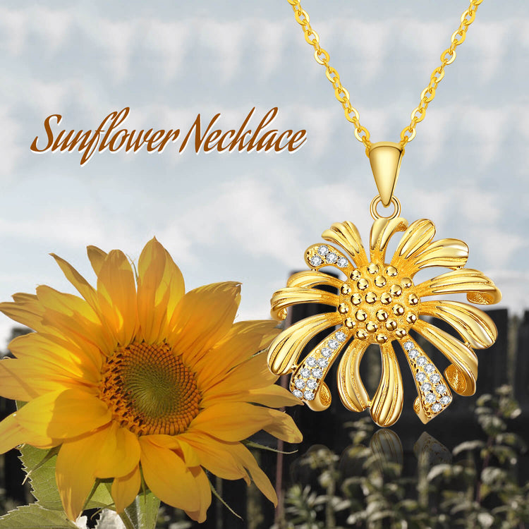 925 Sterling Silver Sunflower Necklace - onlyone