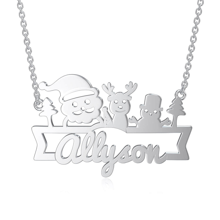 925 Sterling Silver Christmas Name Necklace