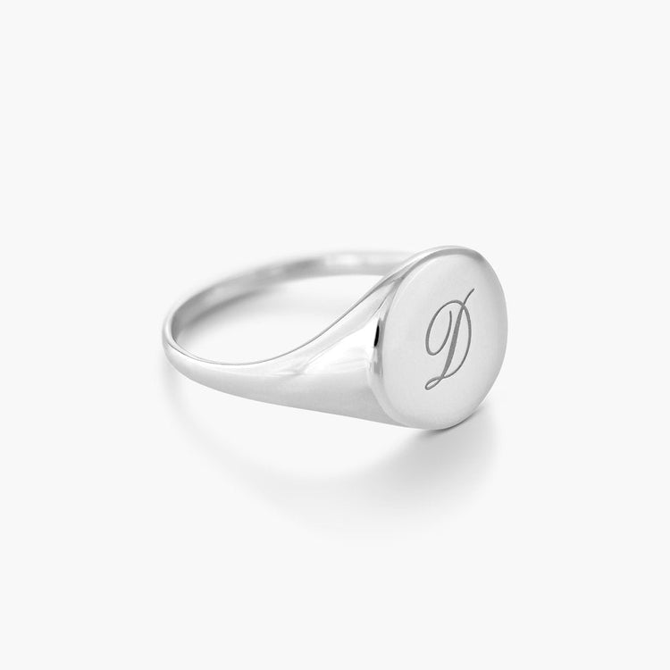 925 Sterling Silver Round Name Ring