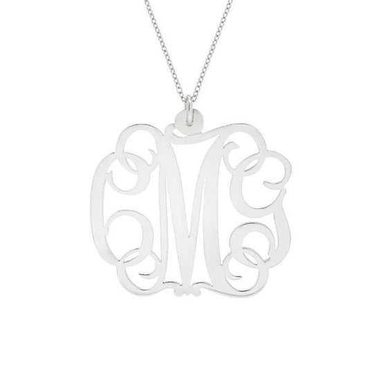 925 Sterling Silver Initial Monogram Necklace - onlyone