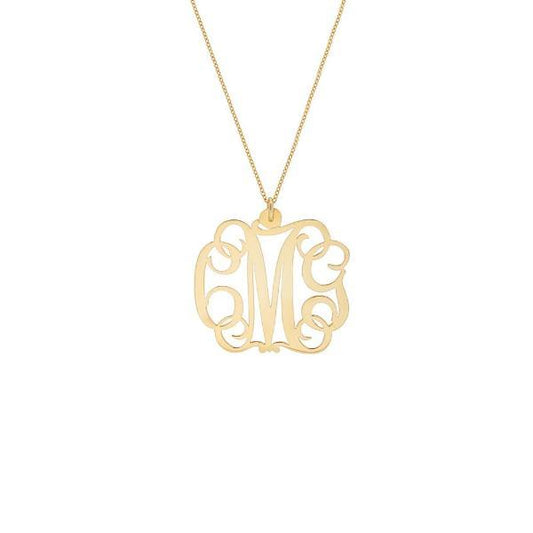 925 Sterling Silver Initial Monogram Necklace - onlyone