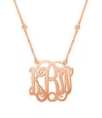 925 Sterling Silver Initial Monogram Necklace - onlyone