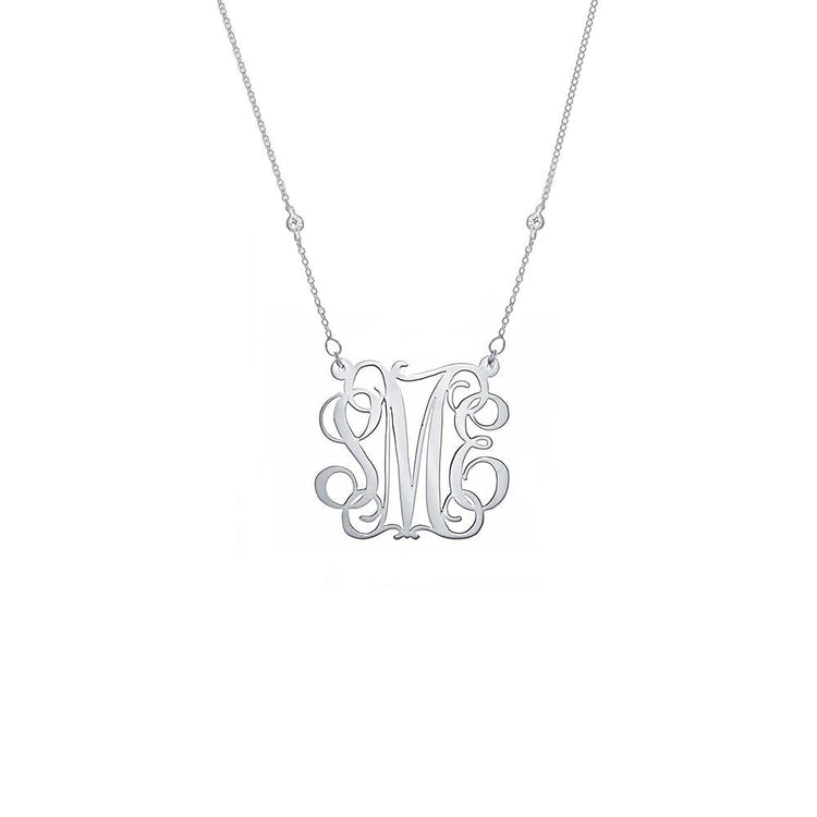 925 Sterling Silver Initial Monogram Necklace - onlyone