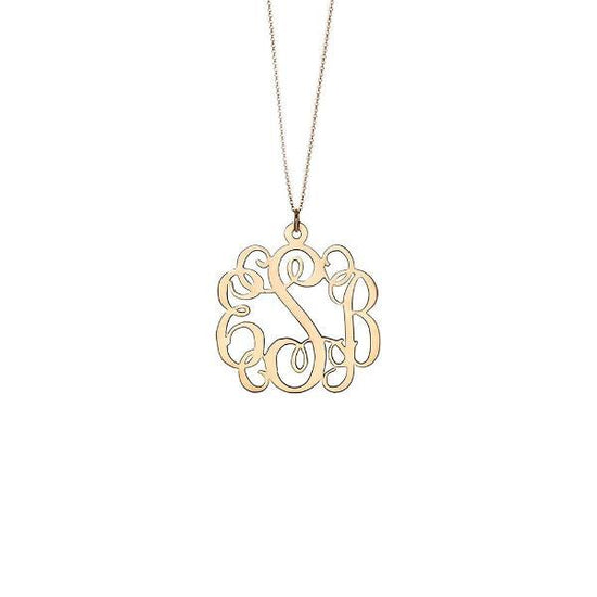 925 Sterling Silver Initial Monogram Necklace - onlyone