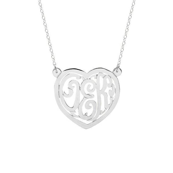 925 Sterling Silver Initial Monogram Necklace - onlyone