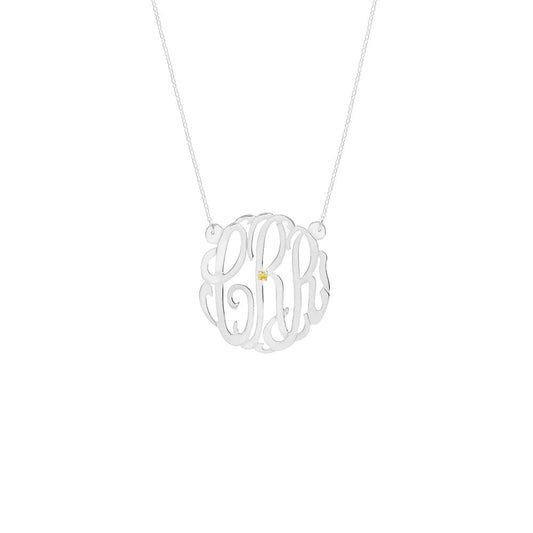 925 Sterling Silver Initial Monogram Necklace - onlyone