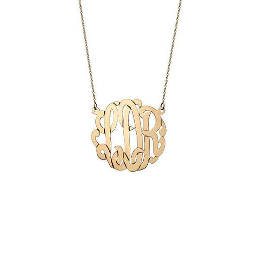 925 Sterling Silver Initial Monogram Necklace - onlyone