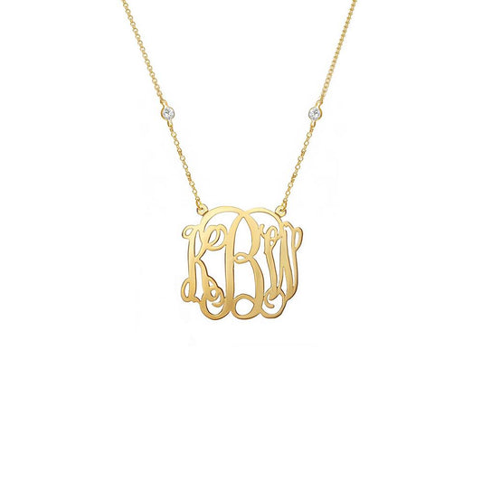 925 Sterling Silver Initial Monogram Necklace - onlyone