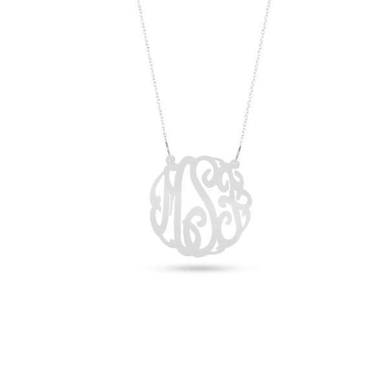 925 Sterling Silver Initial Monogram Necklace - onlyone