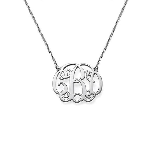 925 Sterling Silver Initial Monogram Necklace - onlyone