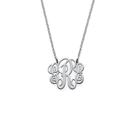 925 Sterling Silver Initial Monogram Necklace - onlyone