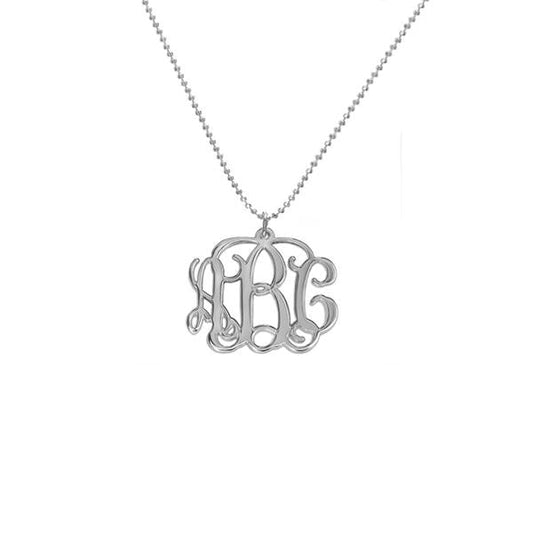 925 Sterling Silver Initial Monogram Necklace - onlyone