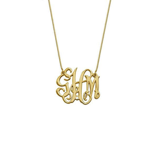 925 Sterling Silver Initial Monogram Necklace - onlyone