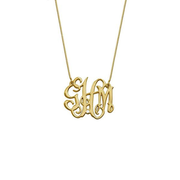 925 Sterling Silver Initial Monogram Necklace - onlyone