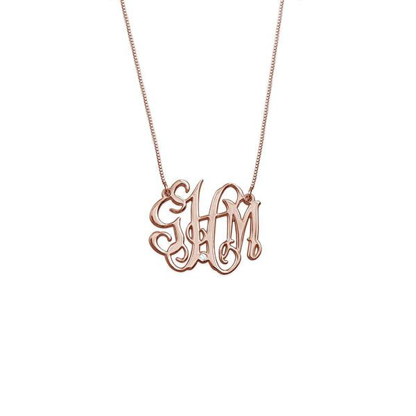 925 Sterling Silver Initial Monogram Necklace - onlyone