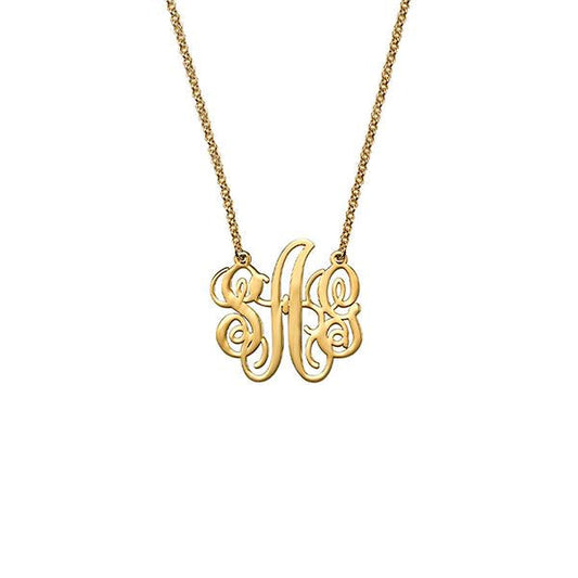 925 Sterling Silver Initial Monogram Necklace - onlyone