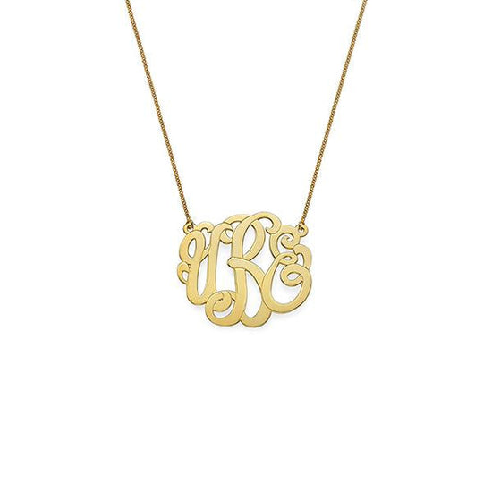 925 Sterling Silver Initial Monogram Necklace - onlyone