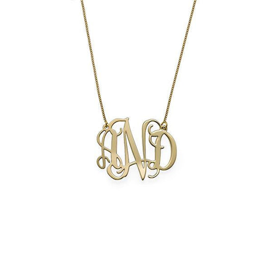 925 Sterling Silver Initial Monogram Necklace - onlyone