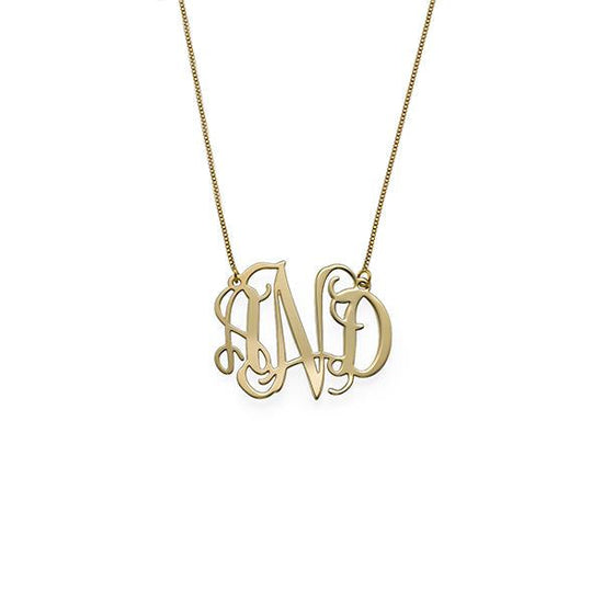 925 Sterling Silver Initial Monogram Necklace - onlyone