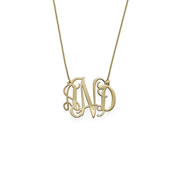 925 Sterling Silver Initial Monogram Necklace - onlyone