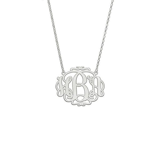 925 Sterling Silver Initial Monogram Necklace - onlyone