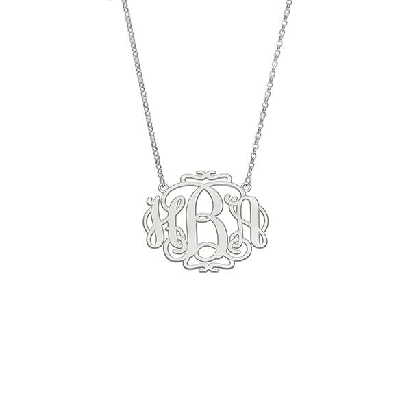 925 Sterling Silver Initial Monogram Necklace - onlyone