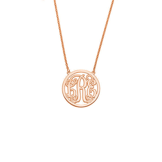 925 Sterling Silver Initial Monogram Necklace - onlyone