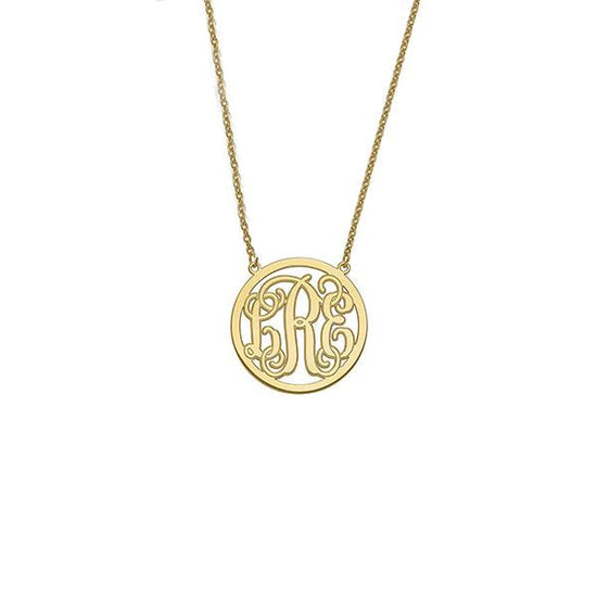 925 Sterling Silver Initial Monogram Necklace - onlyone