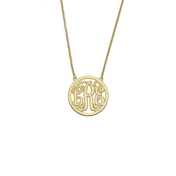 925 Sterling Silver Initial Monogram Necklace - onlyone