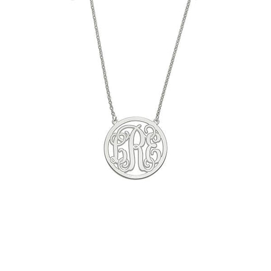 925 Sterling Silver Initial Monogram Necklace - onlyone