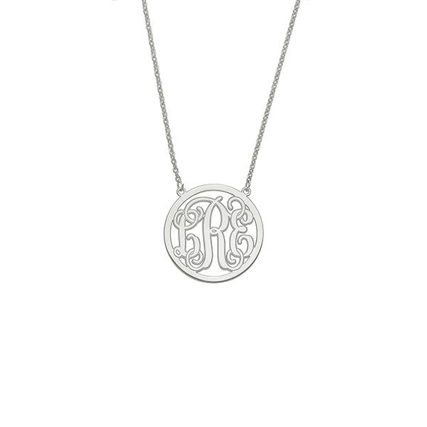 925 Sterling Silver Initial Monogram Necklace - onlyone