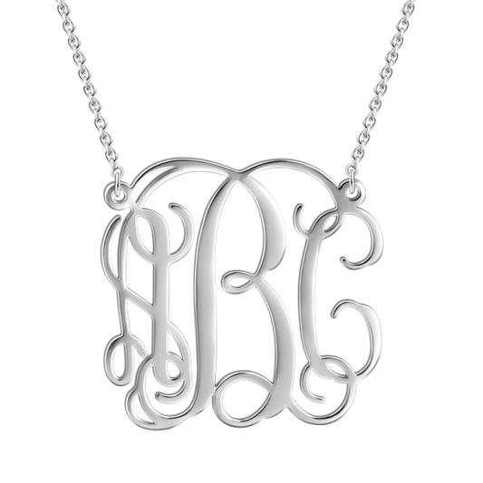 925 Sterling Silver Initial Monogram Necklace - onlyone