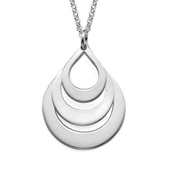 925 Sterling Silver Water Drop Engraved Name Necklace Gift For Mom Nameplate Necklace - onlyone