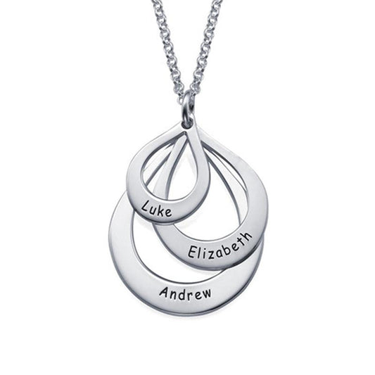 925 Sterling Silver Water Drop Engraved Name Necklace Gift For Mom Nameplate Necklace - onlyone