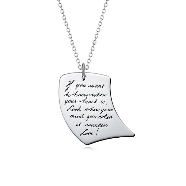 925 Sterling Silver Writing Message Engraved Necklace Inspiration Gift - onlyone