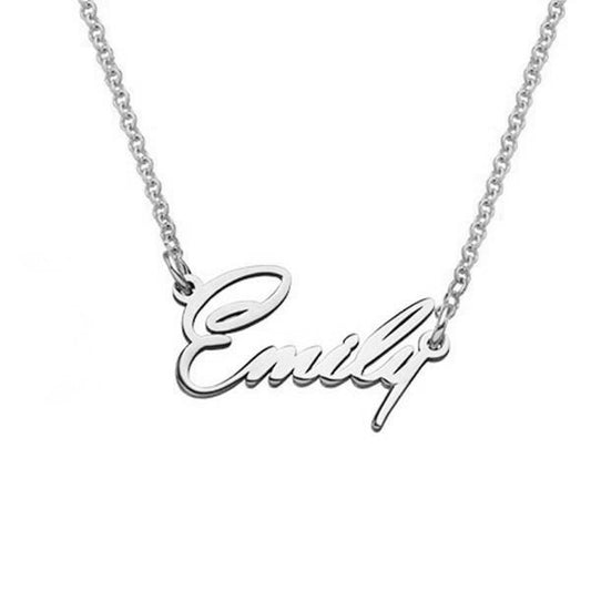 925 Sterling Silver Emily Style Name Necklace Nameplate Necklace - onlyone