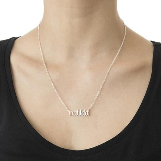 925 Sterling Silver Lower Case Design Name Necklace Nameplate Necklace - onlyone