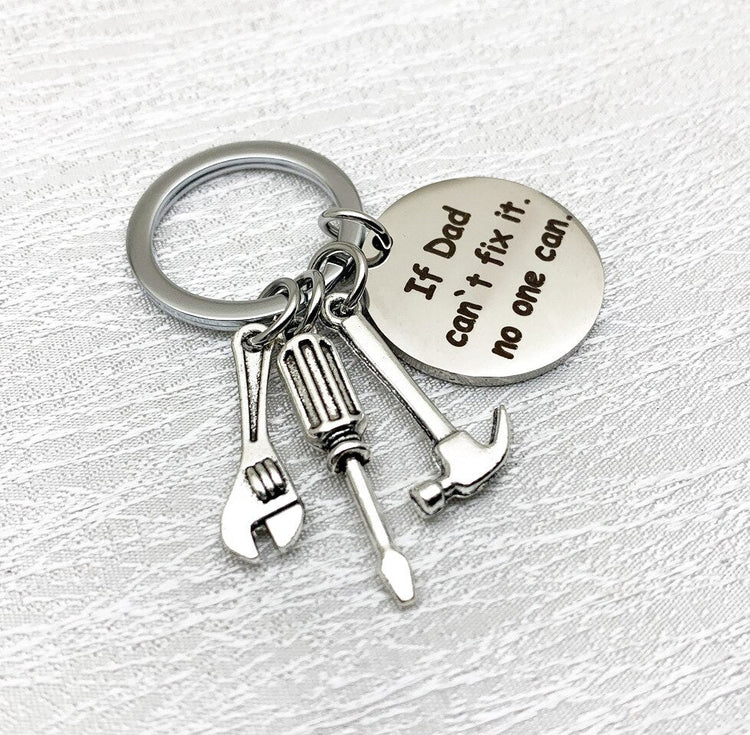 New Tools Keychain "If Dad can't fix it" Dad Tools Father's Day Gift Key Ring - onlyone