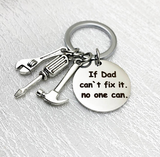New Tools Keychain "If Dad can't fix it" Dad Tools Father's Day Gift Key Ring - onlyone