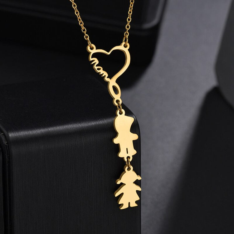 925 Sterling Silver Engravable Mom And Children Pendant Necklace